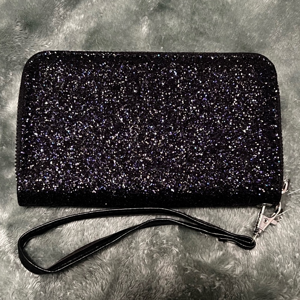 Navy Blue Glitter Wristlet Clutch